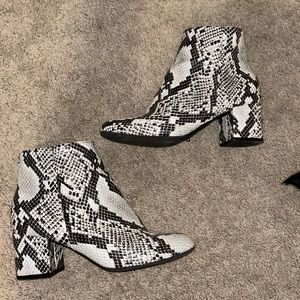 Snakeskin booties